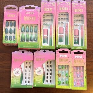 Kiss Falscara Wicked Lash and Nail Set - Green, Pink, Black